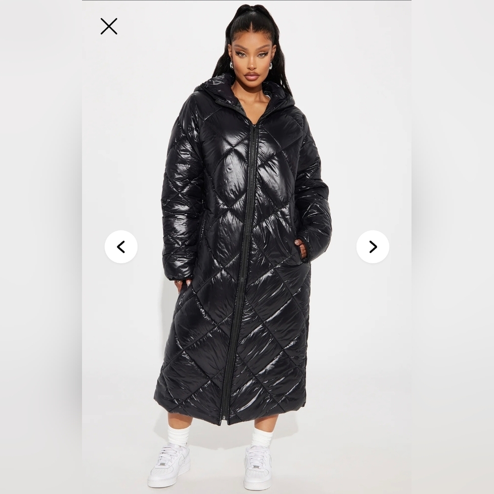 Fashion Nova Everyday Swag Black Long Puffer Coat S NWT